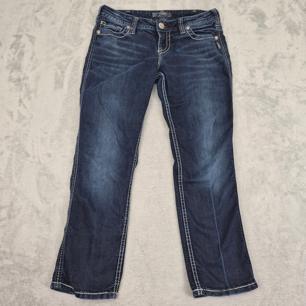 Silver Jeans Frances Capri 30 Dark Thick Stitch Denim‎ Jeans Women L4075SSR446